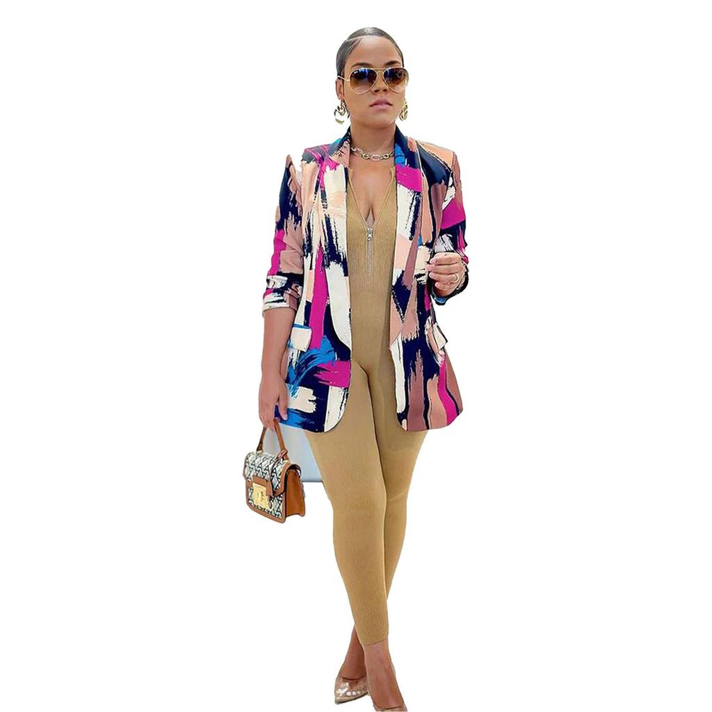 K2805 Colorful Print Casual Suit Jacket