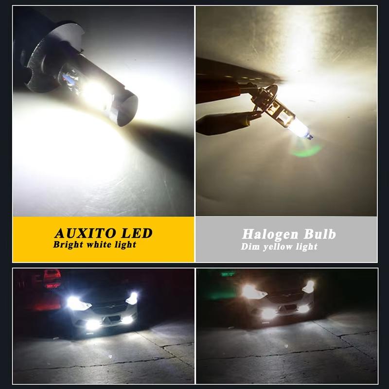 2pcs H3 Led H1 LED Bulbs Base Socket Fog Lights Super Bright For Day Driving Running Light High Low Beam Long Distance Headlight