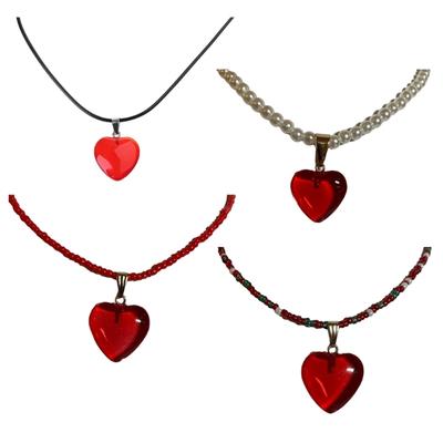 Kalp Kolye Ucu Choker Boncuklu Kolye Trend Y2K Boyun Takısı Sırlı Kalp Kolye Ucu Kolye Her Duruma Uygun