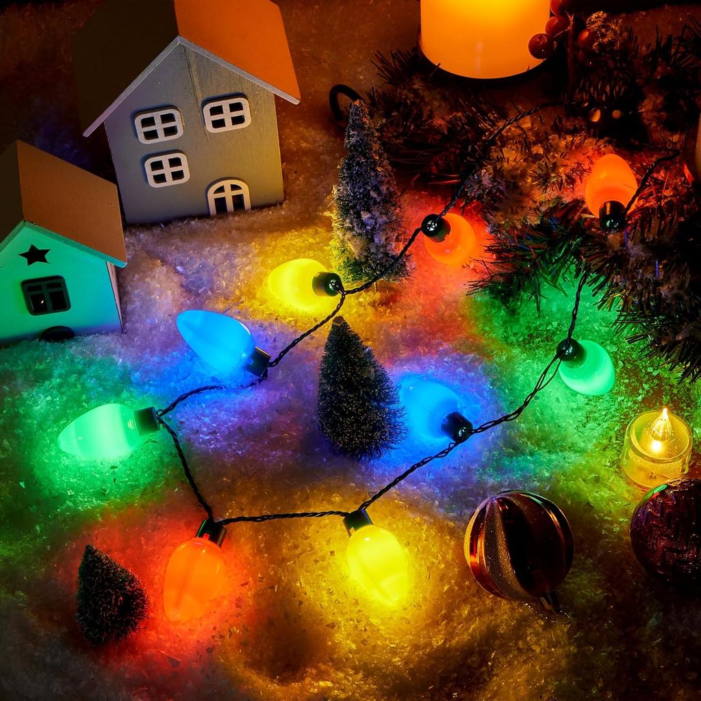 JOYFY 6 Packs Christmas LED Light Up Bulb Necklaces 9 Bulbs LED Necklace Holiday Xmas Costume Accessories for Christmas Party