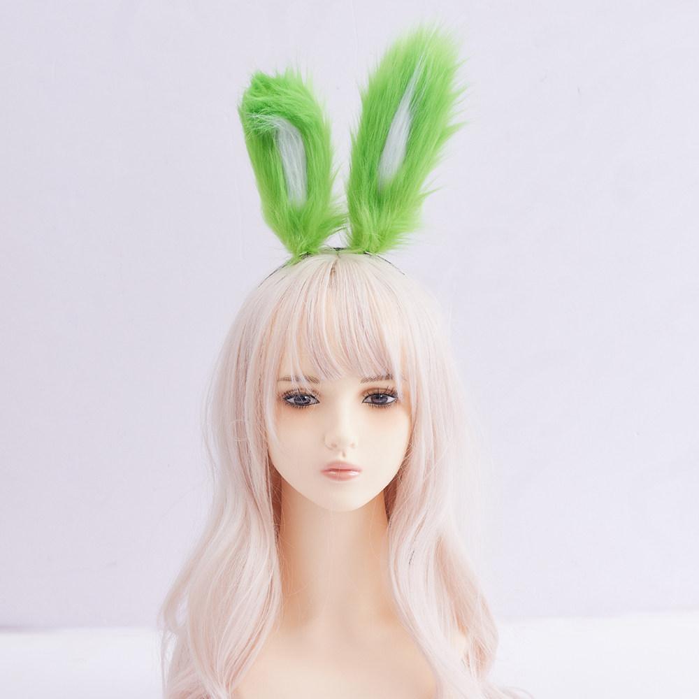 Original Hecho a Mano Lolita Plegable Orejas de Animal Orejas de Conejo KC Accesorios para el Cabello Pasador Diadema Lolita con Peluche