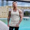 Muscleguys Einfache Laufwesten Sommer Schnelltrocknend Gestrickte Tanktops Fitnessstudio Fitness Ärmellos Streifen Enganliegende Hemden Herren Bodybuilding Kleidung