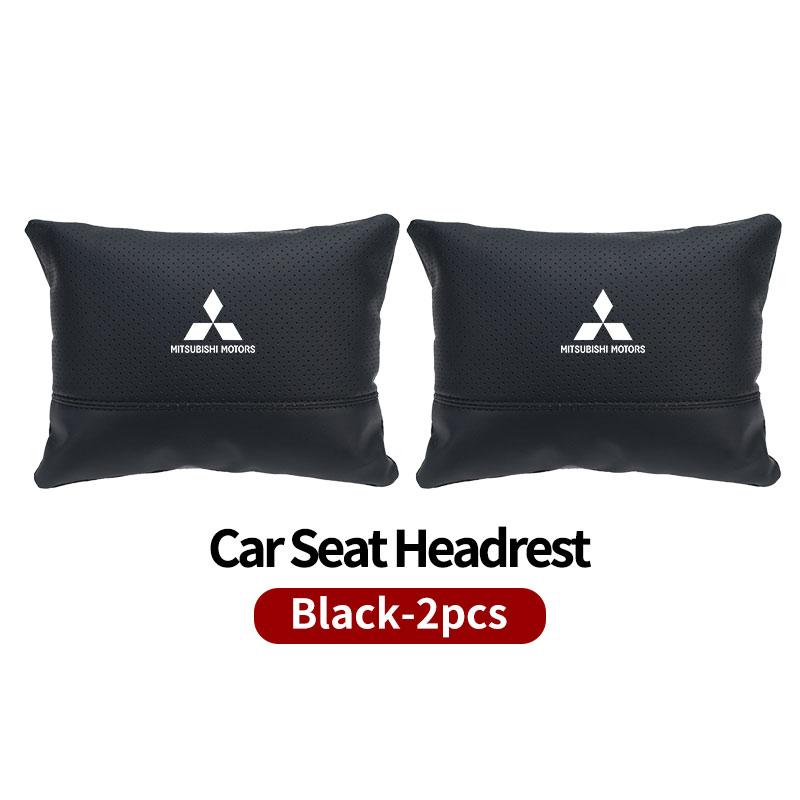 For Mitsubishi 1/2PCS Car Styling Leather Headrest Neck Support Neck Pillow Seat Accessories Lancer ASX Pajero Mirage Attrage WJ4