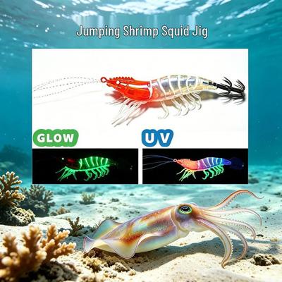 Luminous Shrimp Squid Hook: Wooden Simulation Bait for Cuttlefish, Octopus, and Sea Fishing