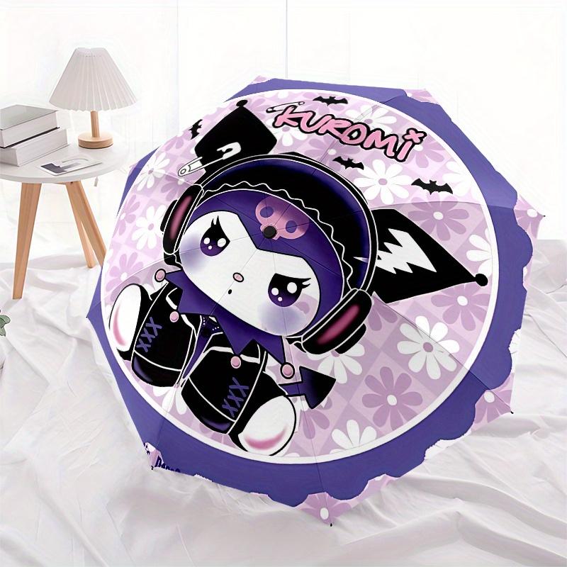 Kuromi, DecoArt Automatic Open/Close Umbrella-Cute Umbrella with Cute Design, Portable 3-Fold Compact Umbrella for Men & Women, Halloween Ch