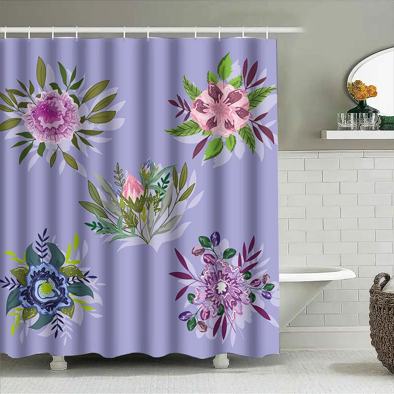 Luxury Floral Shower Curtain Set With Waterproof Fabric Perfect For Modern Bathrooms!