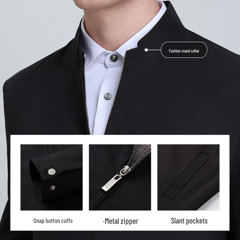 Langdeng Men's Stand Collar Business Jacket