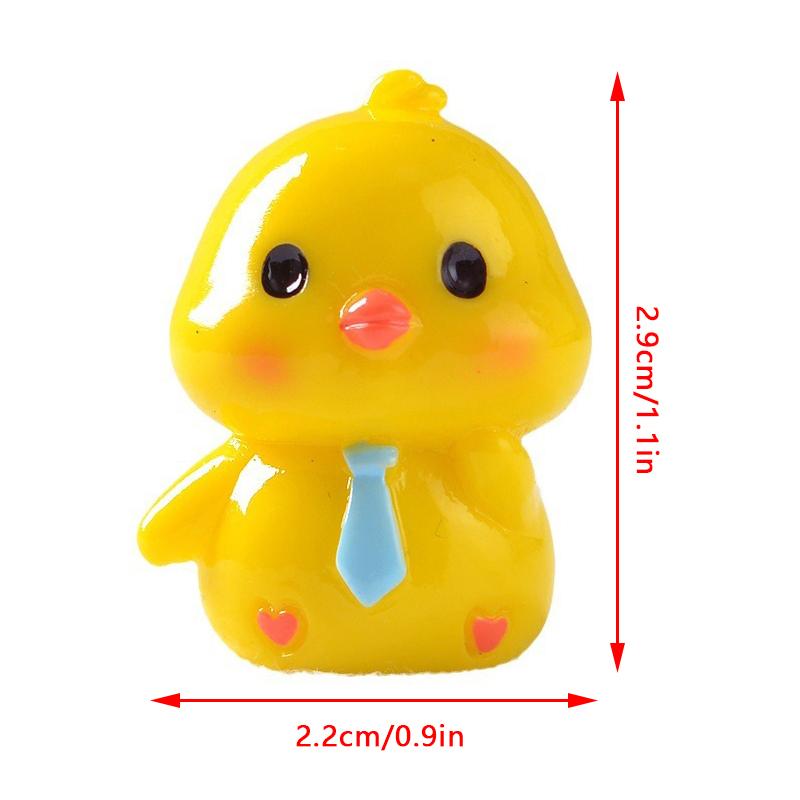 Mini Cute Cartoon Tie Chick Landscape Ornament Dollhouse Miniature Decoration Resin Desktop Decoration Accessories
