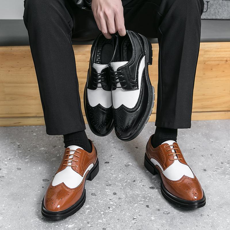 Business Men Brock Leather Shoes British Lace-up Business Office Brand Leather Shoes American Social Leather Shoes Sizes 38-46