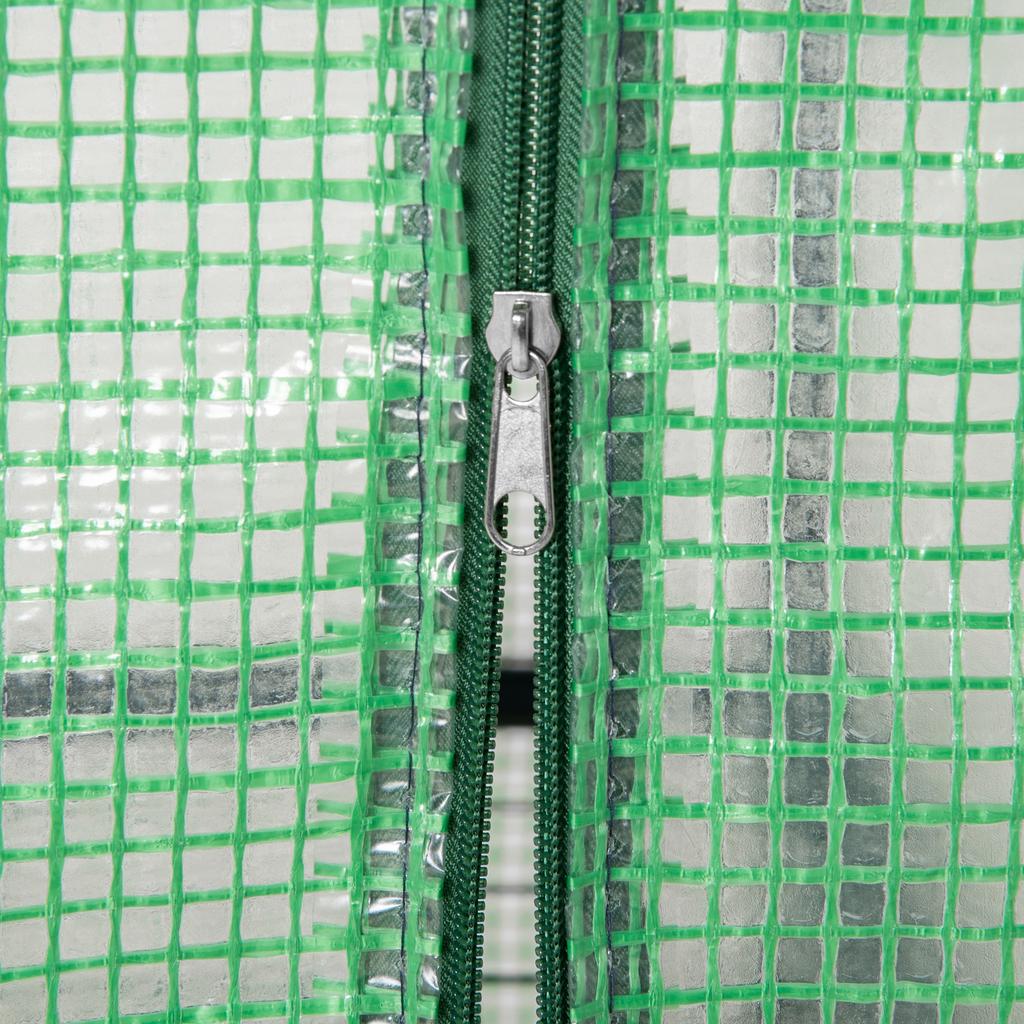 4 Tier Mini Portable Greenhouse Compact Plant Grow Shed Metal Frame PE Cover with Lockable Rolling Wheels, Green