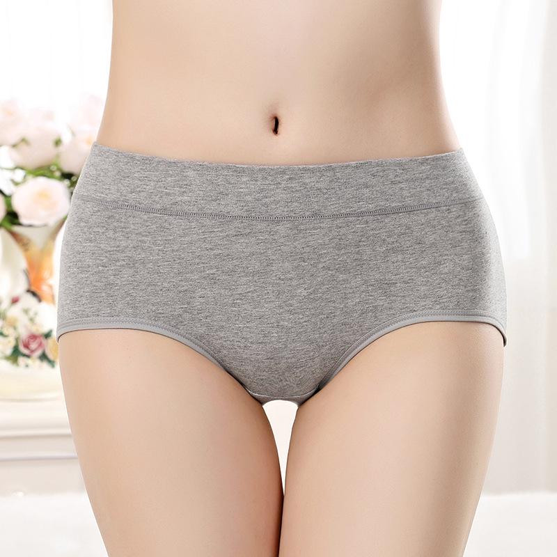Mid-Rise Women's Pure Cotton Triangle Panties - Plus Size, Solid Color