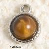 2pcs Vintage Tiger Eye Pendant Sun Oval Round Silver Color Stainless Steel Charms For Jewelry Making Supplies Real Natural Stone