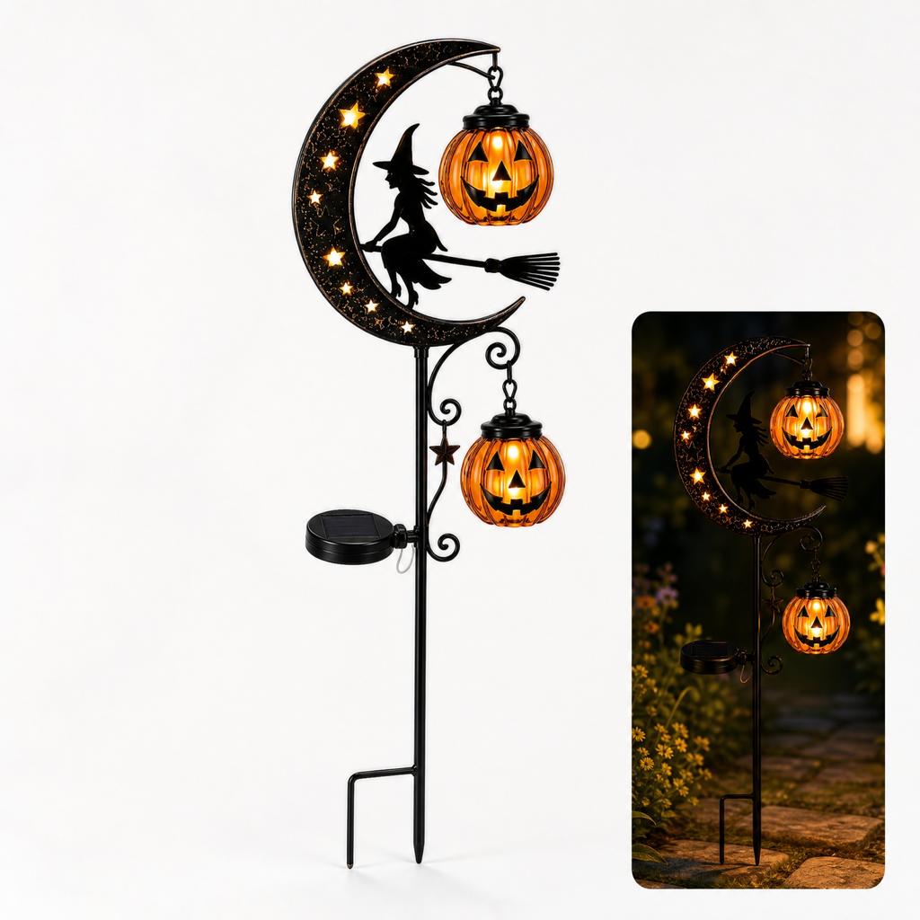 Halloween Pumpkin Moon Stake Light Outdoor Garden Decoration with LED