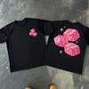 Lucky Seven Würfel T-Shirt Damen Sommer Y2K Ästhetik Rosa Herzen Grafik Locker Rundhals Kurzarm Lässiges T-Shirt