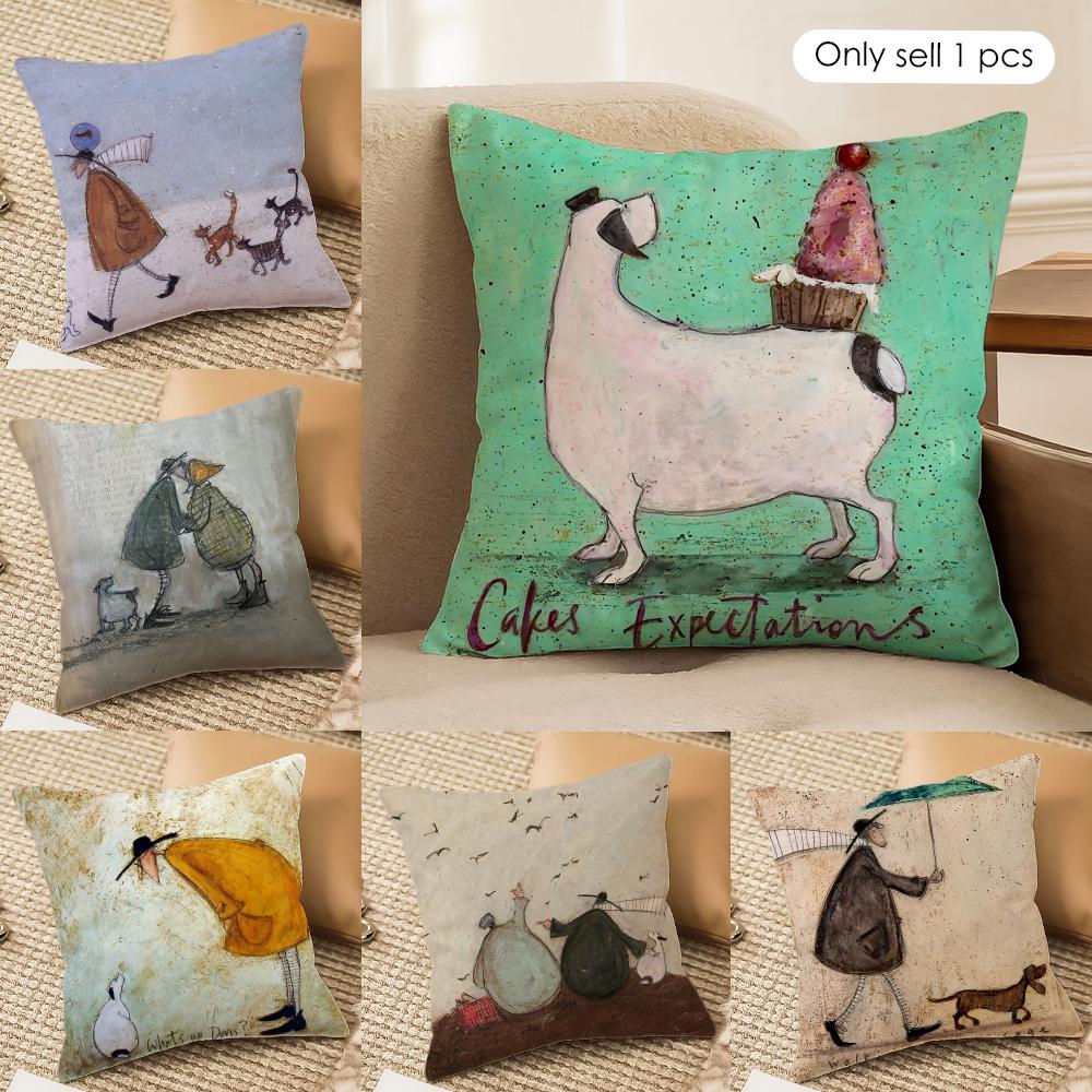 Happy Adults Toys Unisex S-Sam Toft Art Retro Cushion Cover Silky Short Plush Invisible Zipper Dustproof Sofa Pillow Case For Home Decor
