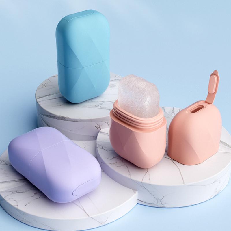 Silicone Cube Tray Shape Face Facial Ice Roller Face Massage Roller Freezing Facial Reusable Ice Face Roller Skincare Tool