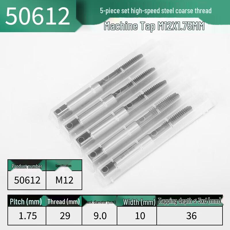 SATA 50612 5-Piece HSS Machine Tap Set
