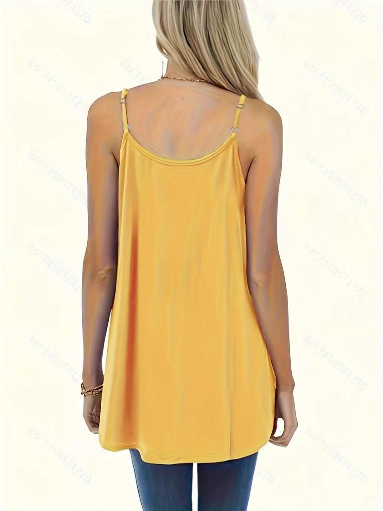 Damen Plissiertes Sommer-Tanktop mit Spaghettiträgern 2025