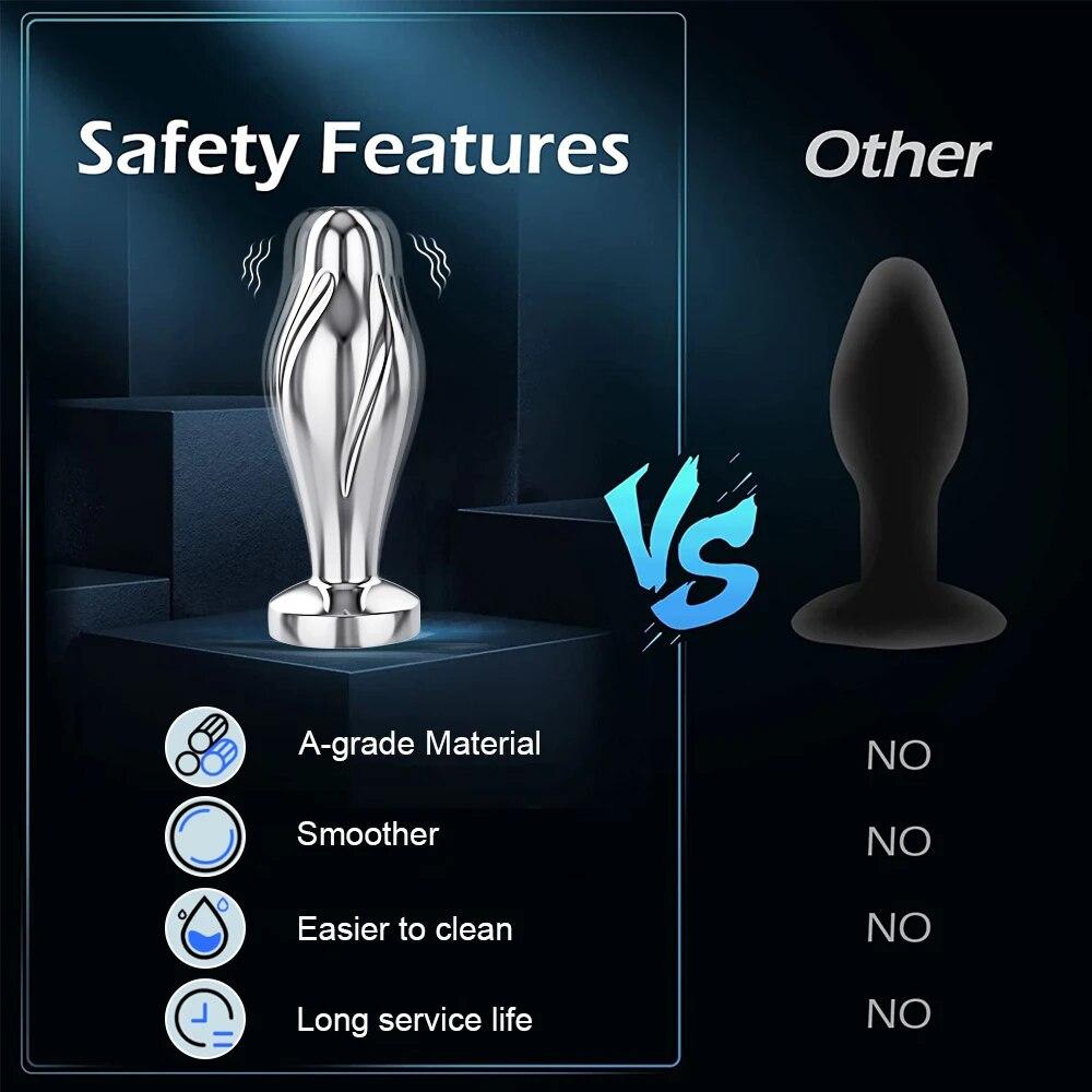 Bluetooth Metal Anal Plug APP Vibrator Remote Control Butt Plug Prostate Massager Anal Trainer Sex Toys for Women Men Adult