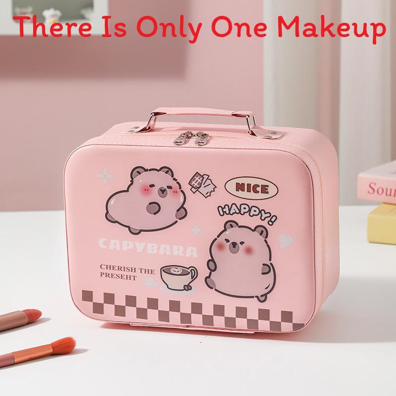 Cute Cartoon Makeup Bag With Large Capacity And Mirror For Daily Travel And Gift