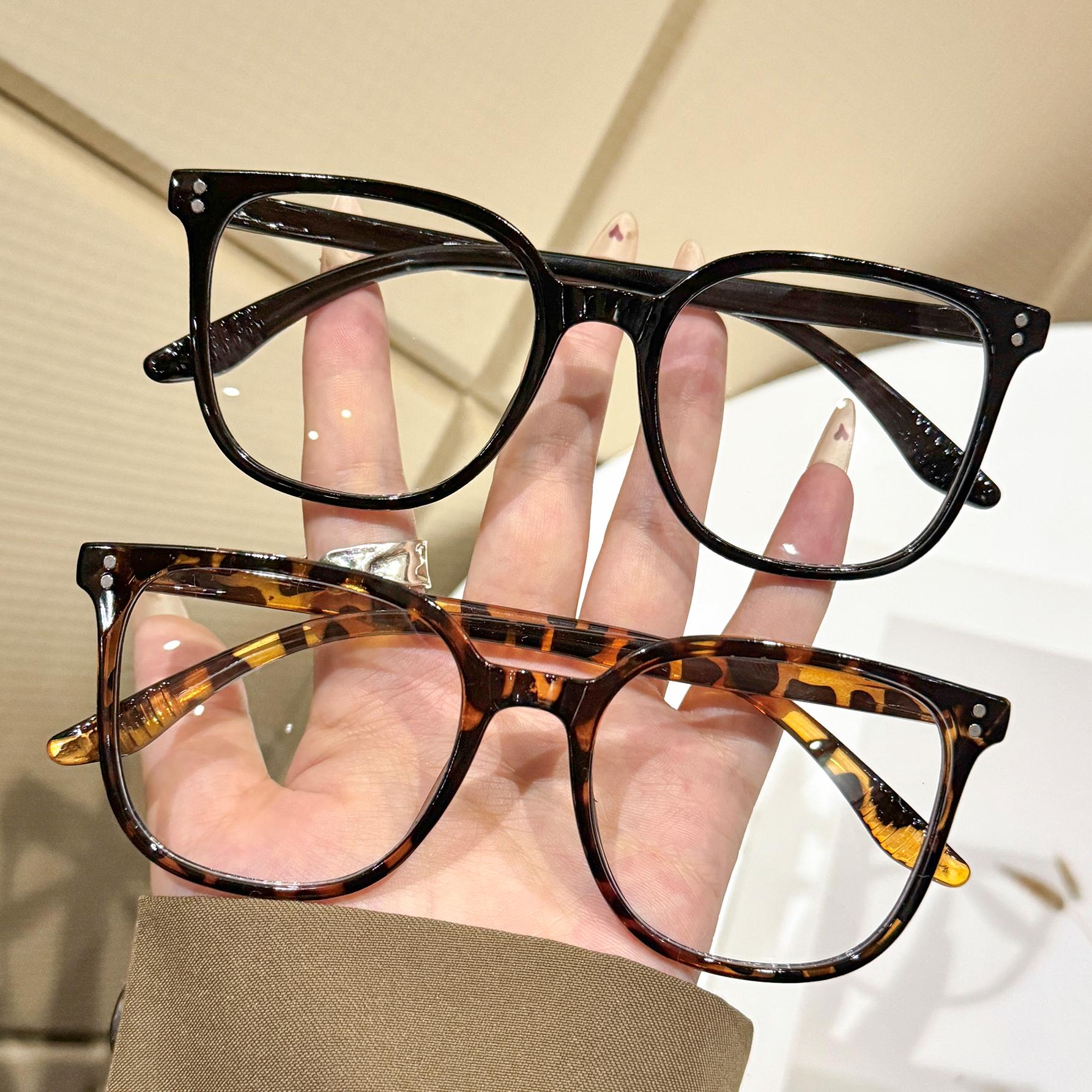 2Pcs European and American Classic Popular Square Frame Glasses Set for Men and Women Fashion Glasses