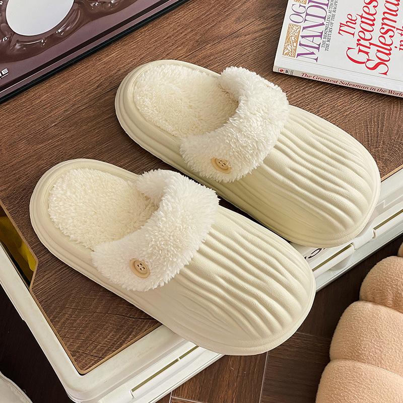 New Autumn and Winter Cotton Slippers Household Indoor Warmth Shoes Detachable Velvet and Anti slip Home Cotton Shoes