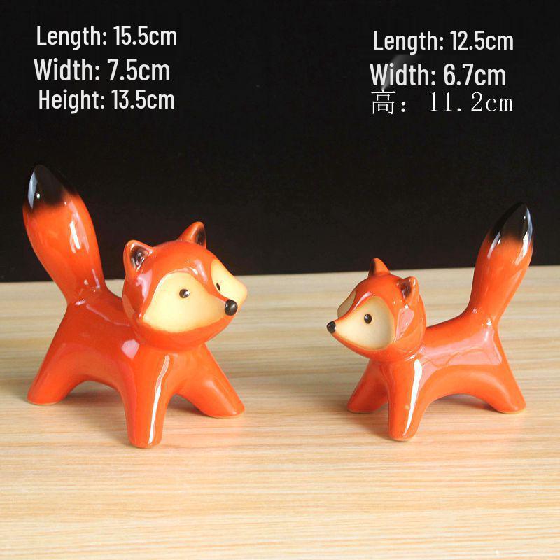 Little Fox Ceramic Ornament - Creative Home Decor for Living Room and TV Cabinet