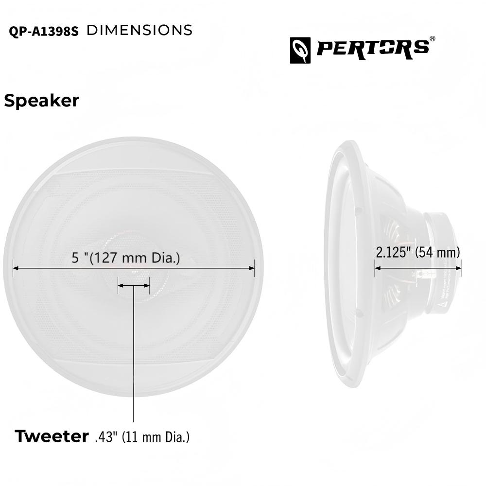 Q-PERTORS 4-way Coaxial Car Audio Speakers Maximum Power 450W 5-1/4 Inch round One Pair for Front Door Speakers