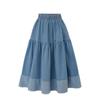 2023 Plus Size Elastic Waist Denim Midi Skirt - Versatile Spring Clothing for Women