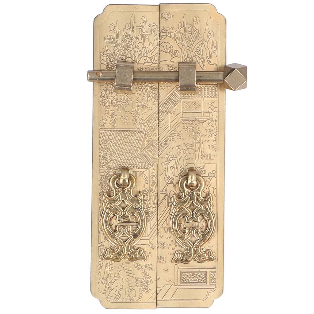 Cabinet Faceplate Retro Style Brass Material Landscape Character Pattern Decorative Cabinet Handles