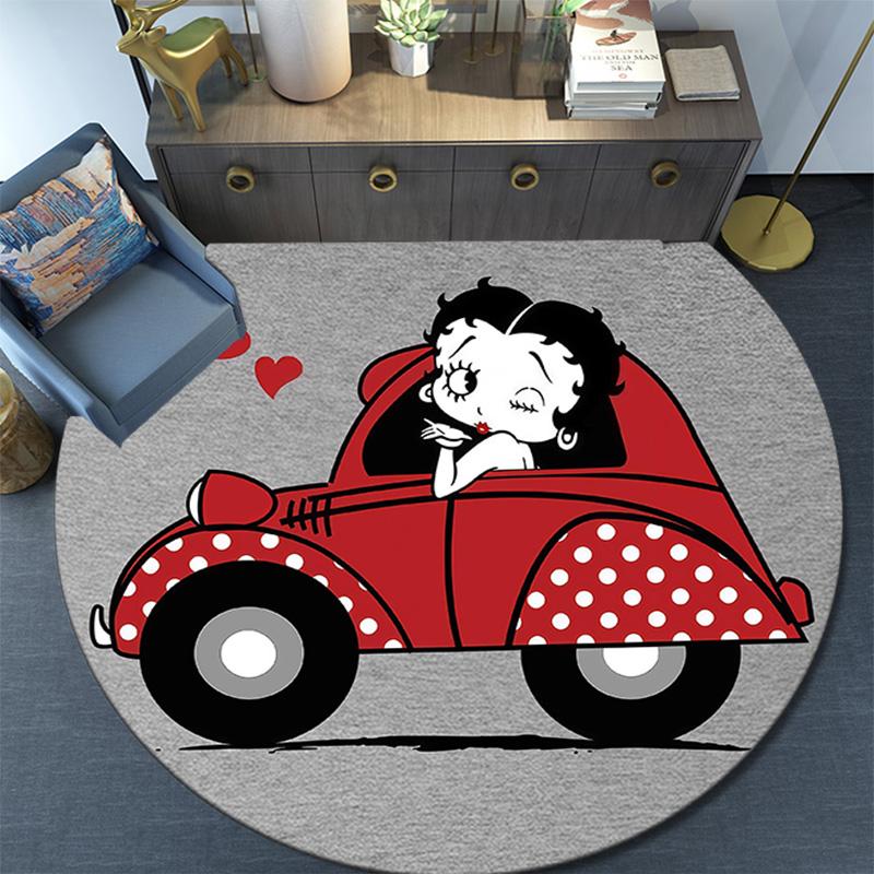 Betty Boop Round Area Rug,Carpet Rug for Living Room Bedroom Sofa Playroom Decor,Non-slip Floor Mat