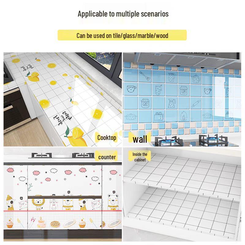 Oil-Proof, High-Temperature Resistant, Self-Adhesive Kitchen Wall Stickers - Waterproof, Moisture-Proof, and Thickened Wallpaper for Home Decoration