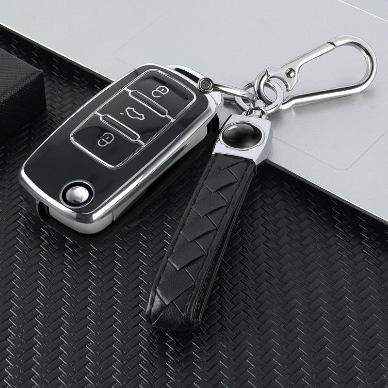 TPU Car Flip Key Cover Case Shell Protector Box Fob For Volkswagen VW Polo Bora Beetle Tiguan Passat B5 B6 B7 Golf EOS Scirocco