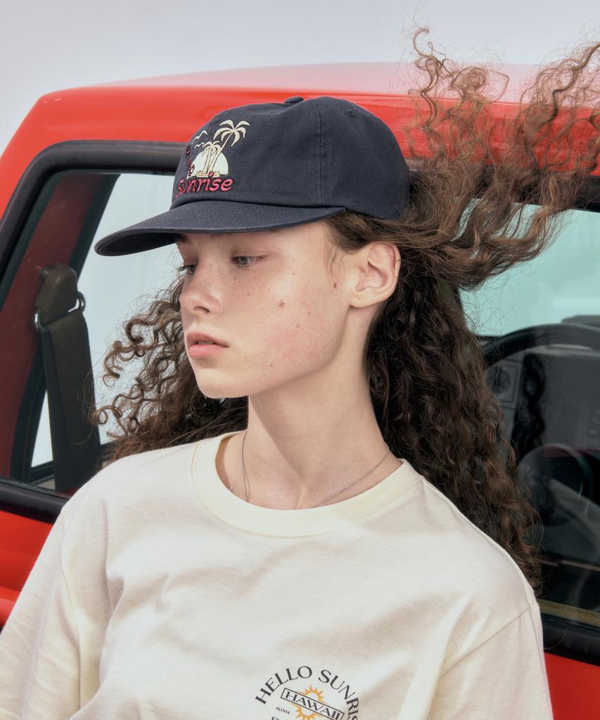 HELLO SUNRISE Palm Tree Logo 6Panel Cap_Charcoal