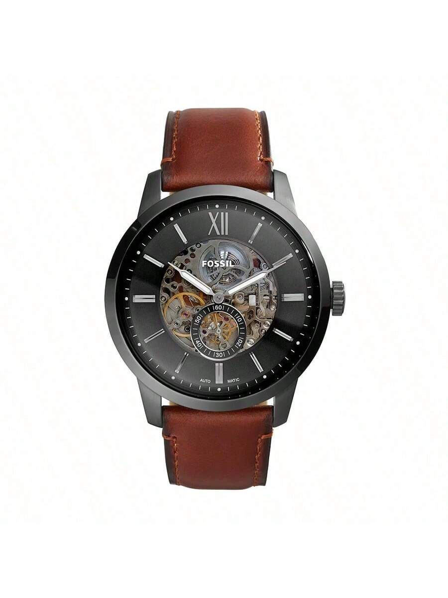Fossil-Townsman Повседневные мужские автоматические часы Круглый циферблат и кожаный ремешок Модные часы Подходят для повседневной носки Подарок на день рождения, праздник для мужчин ME3181 серый