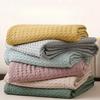 2024 Summer Waffle Plaid Cotton Bed Blanket Throw Thin Quilt Knitted Bedspread Home Hotel Coverlets Green Pink Throw Blankets