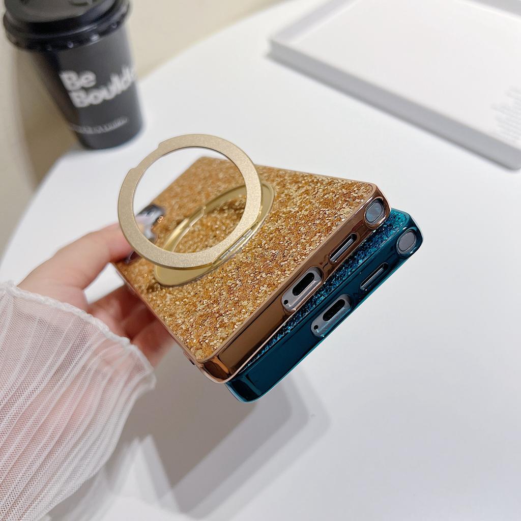 Für Samsung Galaxy S25 Ultra Magnetische Hülle mit Ständer Glitzer Galvanisiertes TPU+PC Handyhülle