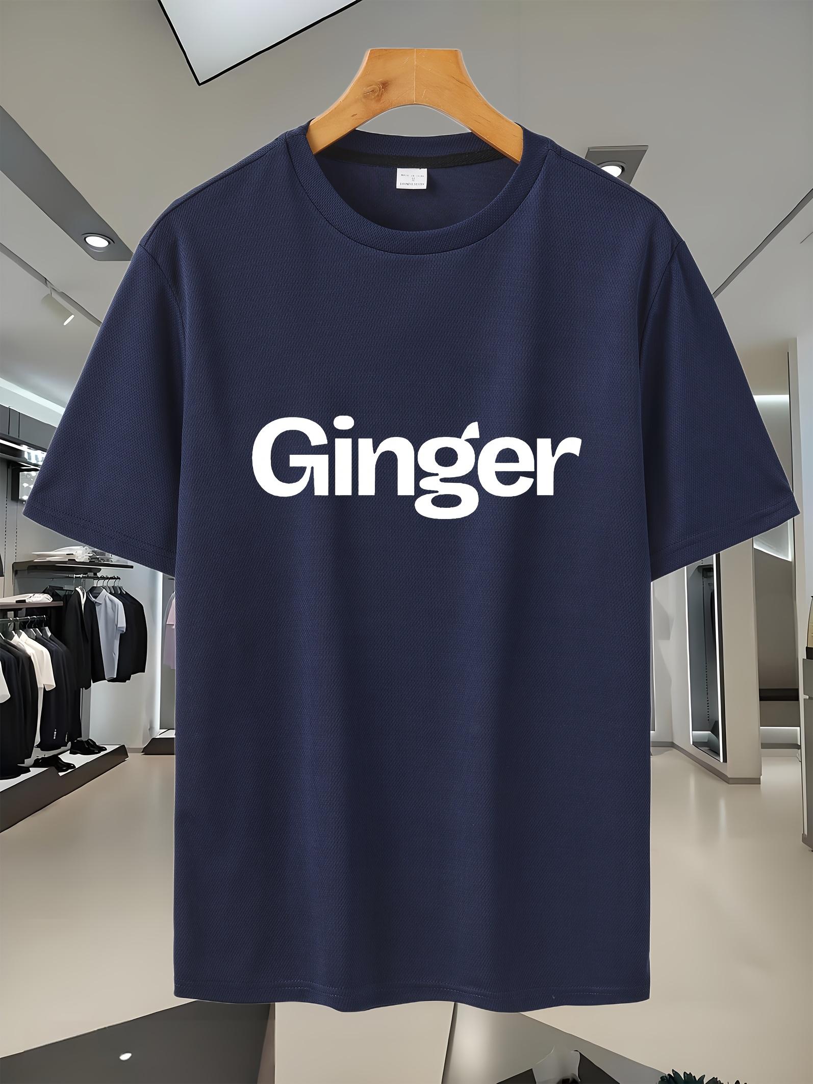 Breathable Mesh Athletic T-shirt - Lightweight Sporty Casual Tee with Ginger Print S