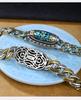 Sterling Silver Turquoise Dzi Bracelet with Six-Character Mantra