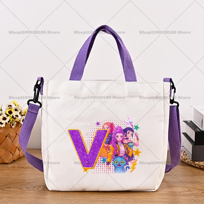 26letters Korean Pop Demon Hunters Women Canvas Shoulder Pouch Girls Tote Pouch Handbag Trendy Crossbody Pouch Latest Pink Presents 2026