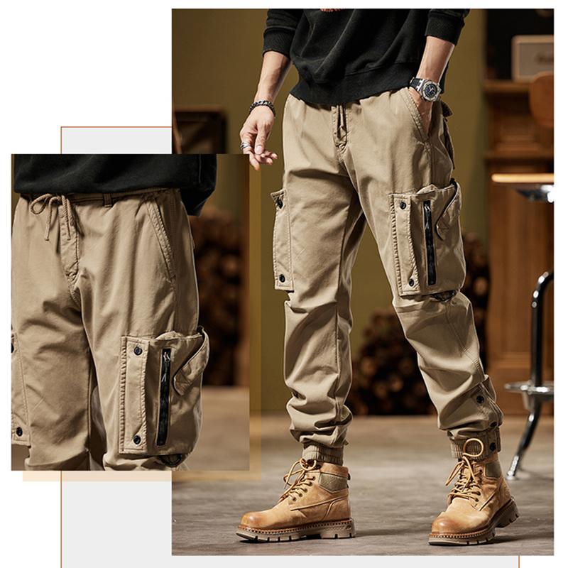 2024 New Winter Cargo Pants Men Multi-Pockets Drawstring Fleece Liner Thick Warm Overalls Joggers Casual Cotton Thermal Trousers