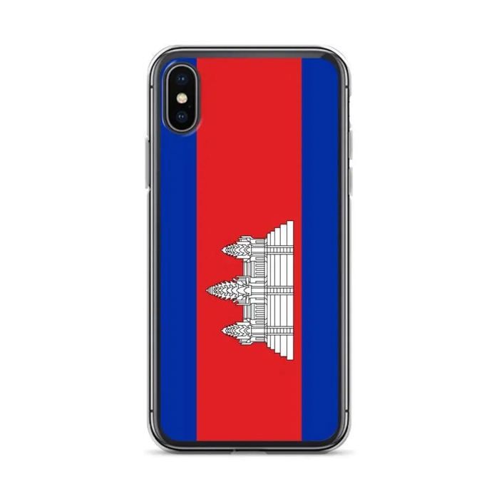 Coque - PIXELFORMA - iPhone XS - Drapeau du Cambodge - Protection complète - Silicone souple