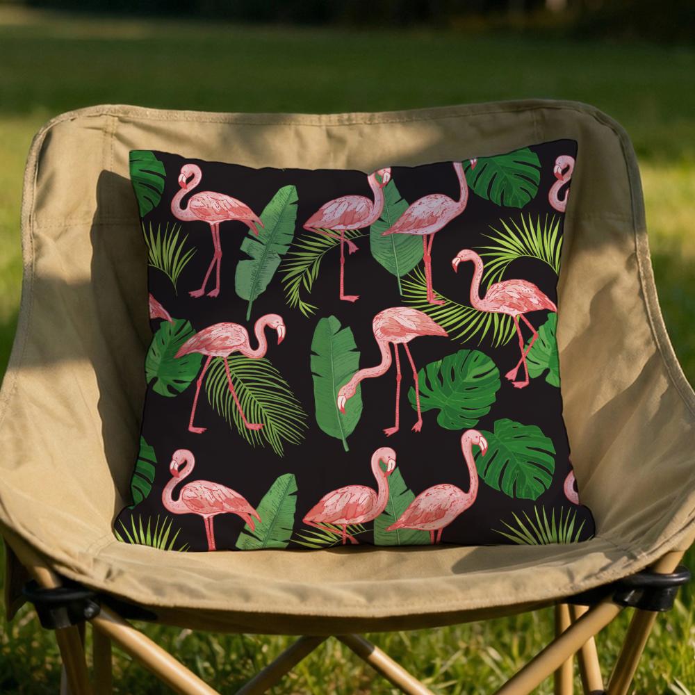 Tropical forest flamingos Cushion Cover Soft Reversible  Durable Pillow Cover  MultiScene Use for Home  Car Daily Comfort