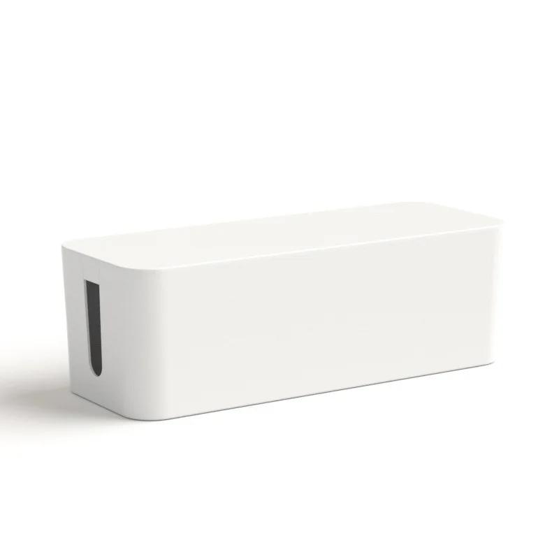 Cable Management Box, Cable Storage Box, Dustproof Wire Storage Box, Plastic Storage Box with Bamboo for TV Wires, USB Hub