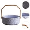 Decorative Basket with Wooden Handle, Ceramic Fruit Bowl Holder, Bread for Home Picnic Table