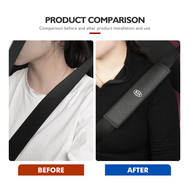 AQH1  For KIA Car Safety Belt Shoulder Protector Pad Leather Seat Belt Cover Accessories K5 K2 Rio Optima Sportage Venga Sorento