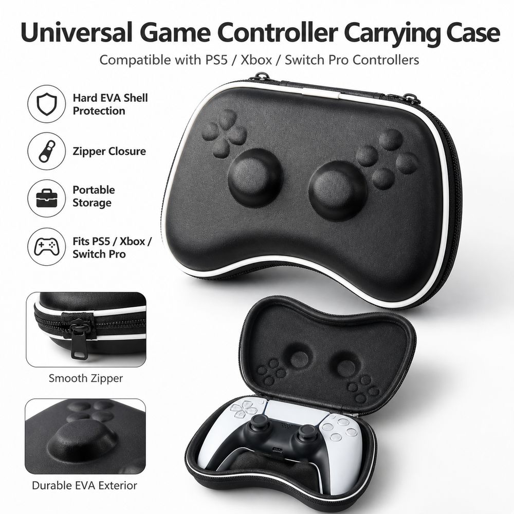 EVA Game Controller Case Protective Zipper Storage Bag for PS5/Xbox/Switch Pro Controller Storage