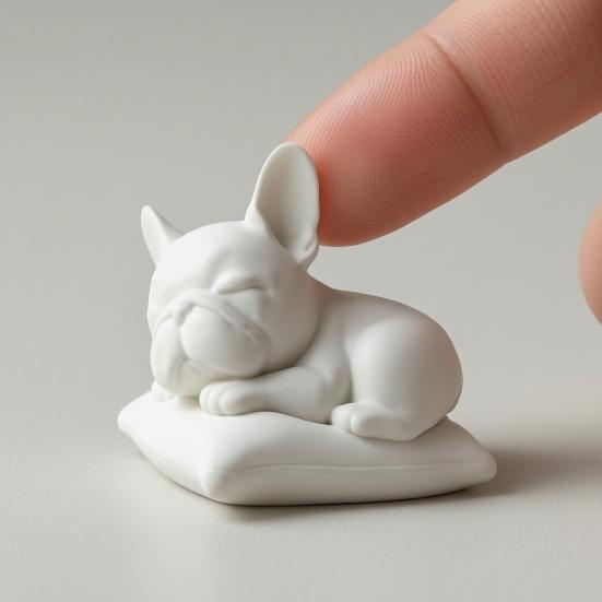 3D Printed Bulldog Figurine, Cute Sleeping Dog Statue, Collectible Animal Ornaments for Car, Office Desk Decor
