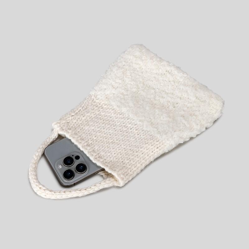 Soft Knit Mini Tote Bag Women Winter Handheld Woven Shoulder Urban Chic Small Bucket Purse