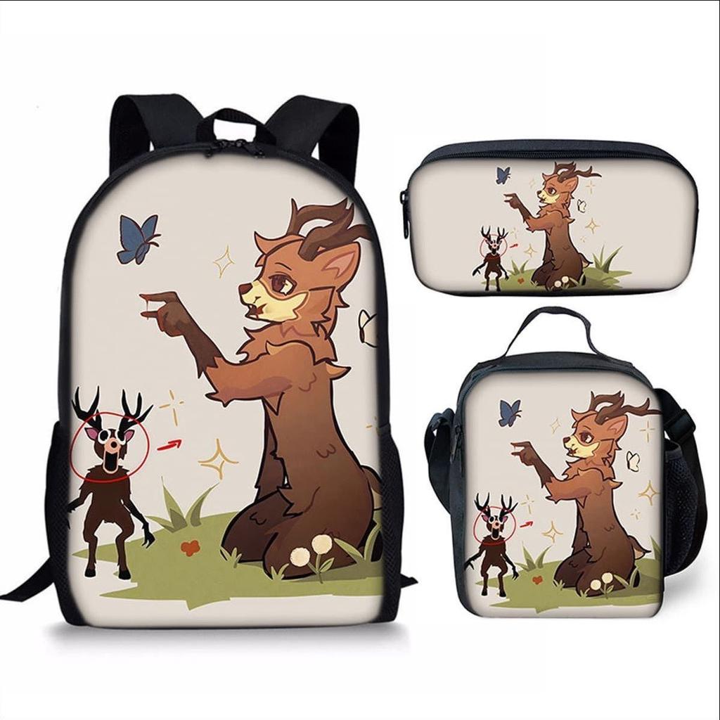 Cool Girls Printing Anime 3Pcs/Set Daily Pack Pupil School Carry Carrier Kid Sweet Outing Backpack Children Birthday Gift